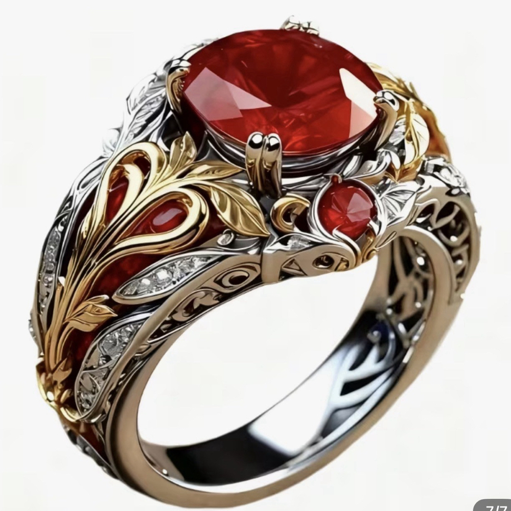 924 Sterling Silver /18K Gold Plated-Vintage Ring with 2 Stone design Size 6